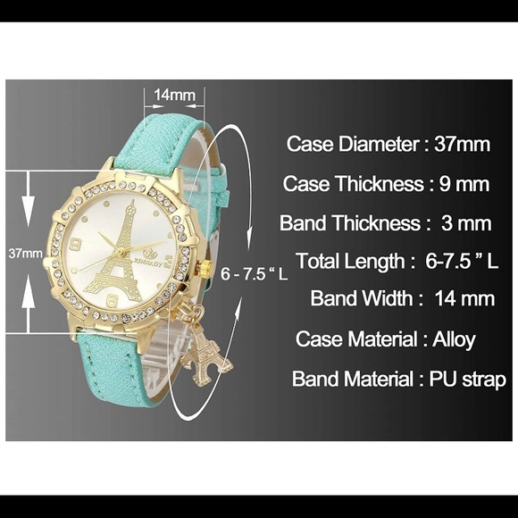 Fashion Tower Gold Watch W/ Tower Charm Pendant - Picture 4 of 6